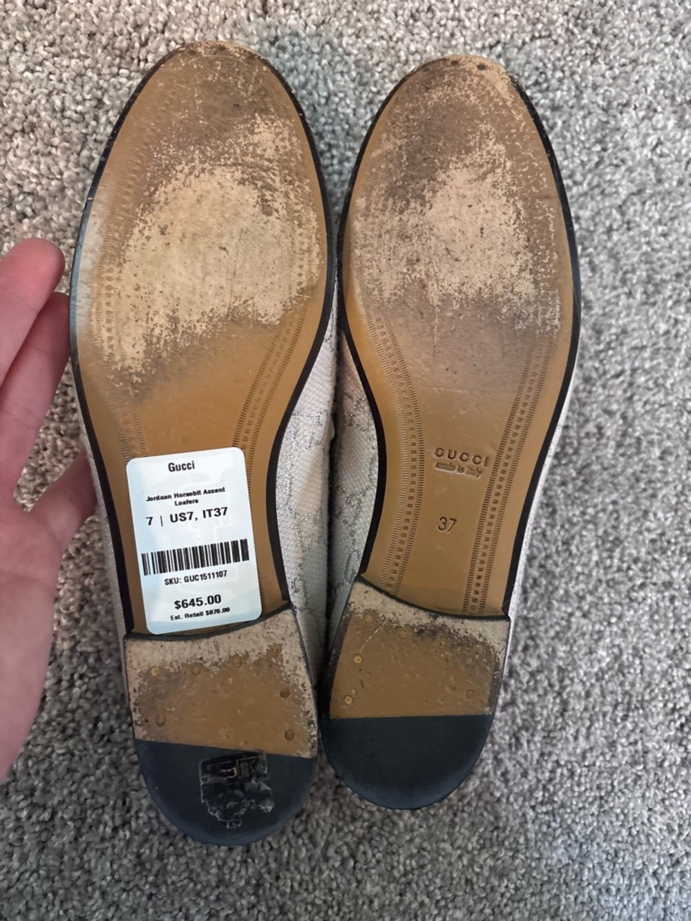 Gucci Jordaan Metallic Horsebit Loafers - Picture 3 of 3